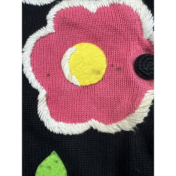 Michael Simon New York Sz L Black Short Sleeves Sweater Women Knit Crochet 1997 - Picture 12 of 14